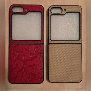 Red and Tan Floral and Woven Phone Cases For Samsung Flip 5